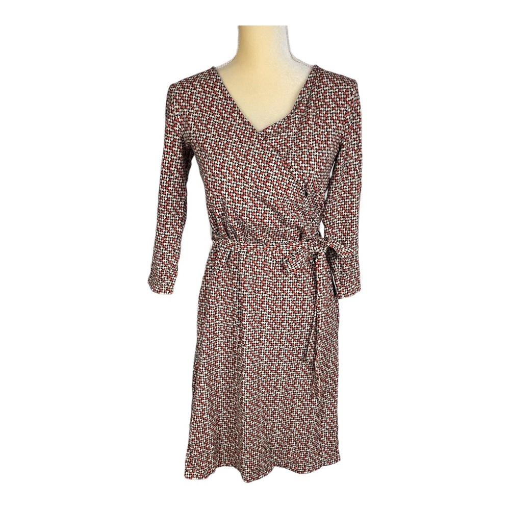Talbots faux wrap long sleeve dress‎ size Small Brown Rust
